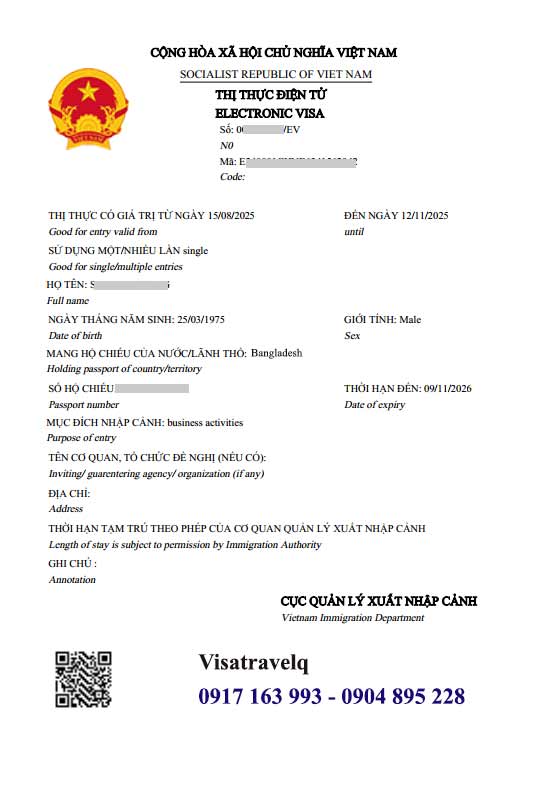 xin visa việt nam cho người bangladesh