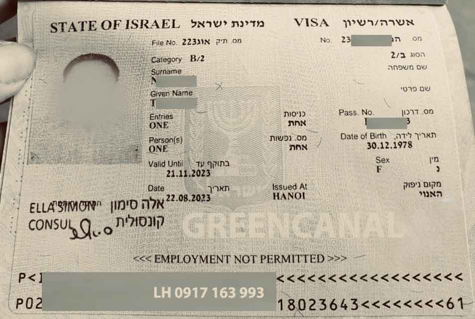 giá làm visa đi israel 