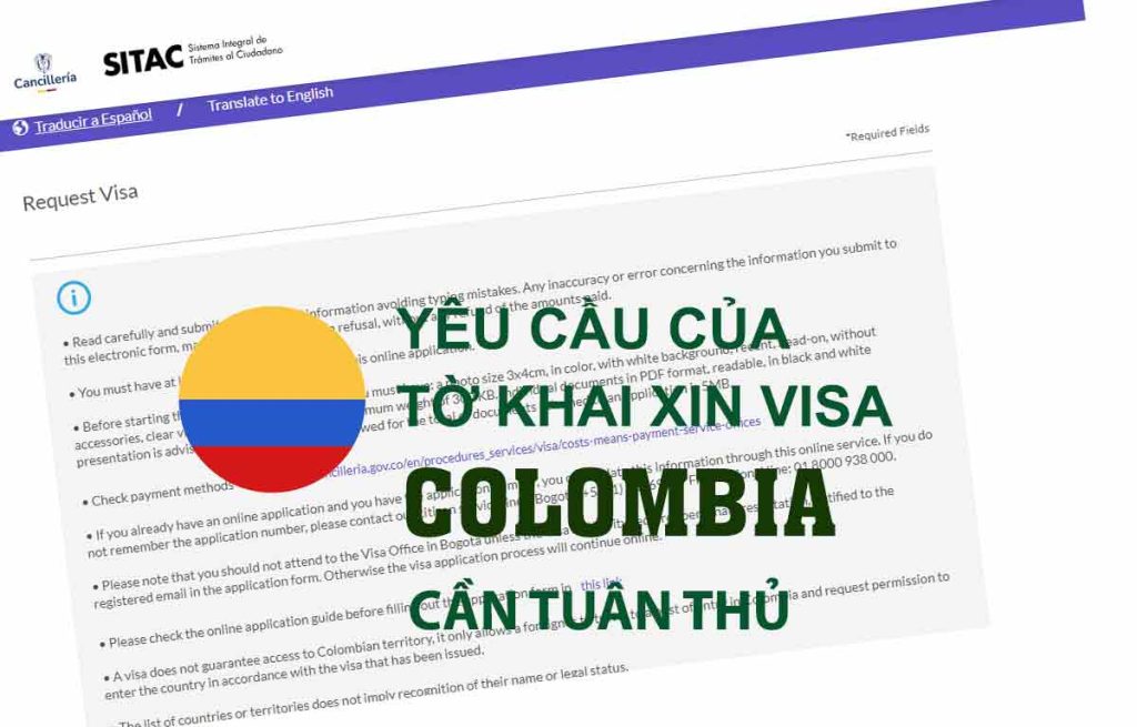 hướng dẫn điền tờ khai xin visa đi colombia du lịch