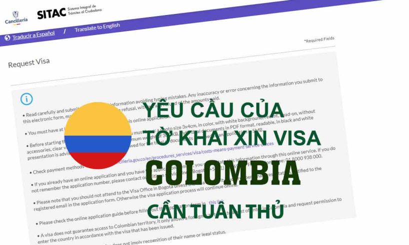 hướng dẫn điền tờ khai xin visa đi colombia du lịch