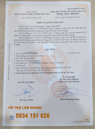lý lịch tư pháp để làm chứng chỉ hành nghề y số 1