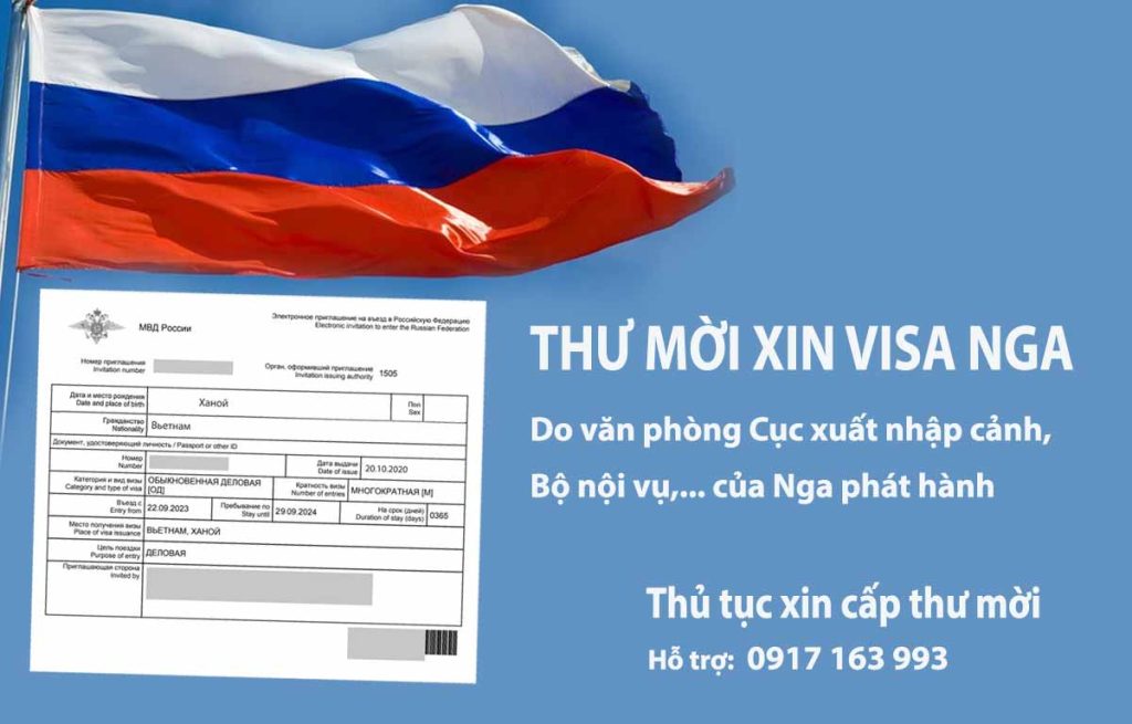 thư mời xin visa nga công tác du lịch thăm thân