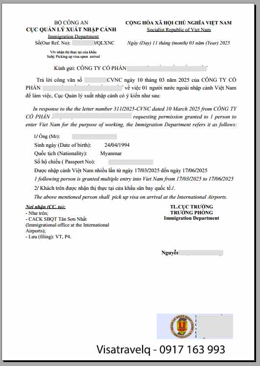 thủ tục mời người nước ngoài đến việt nam xin evisa