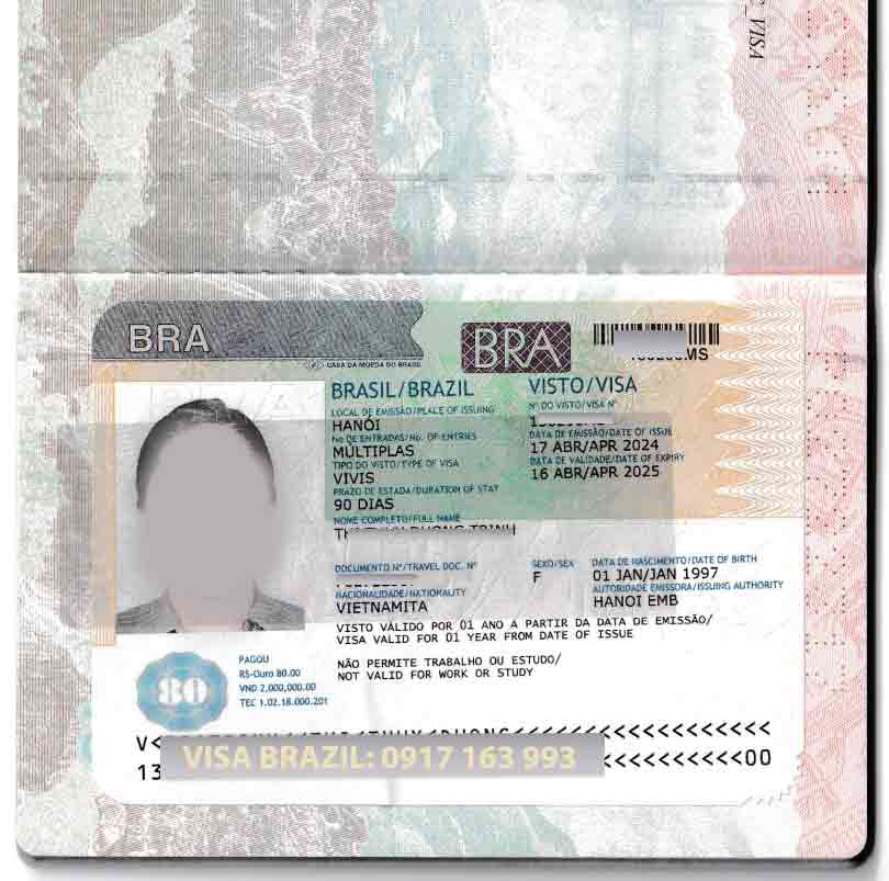 visa du lịch brazil 3 tháng tự túc